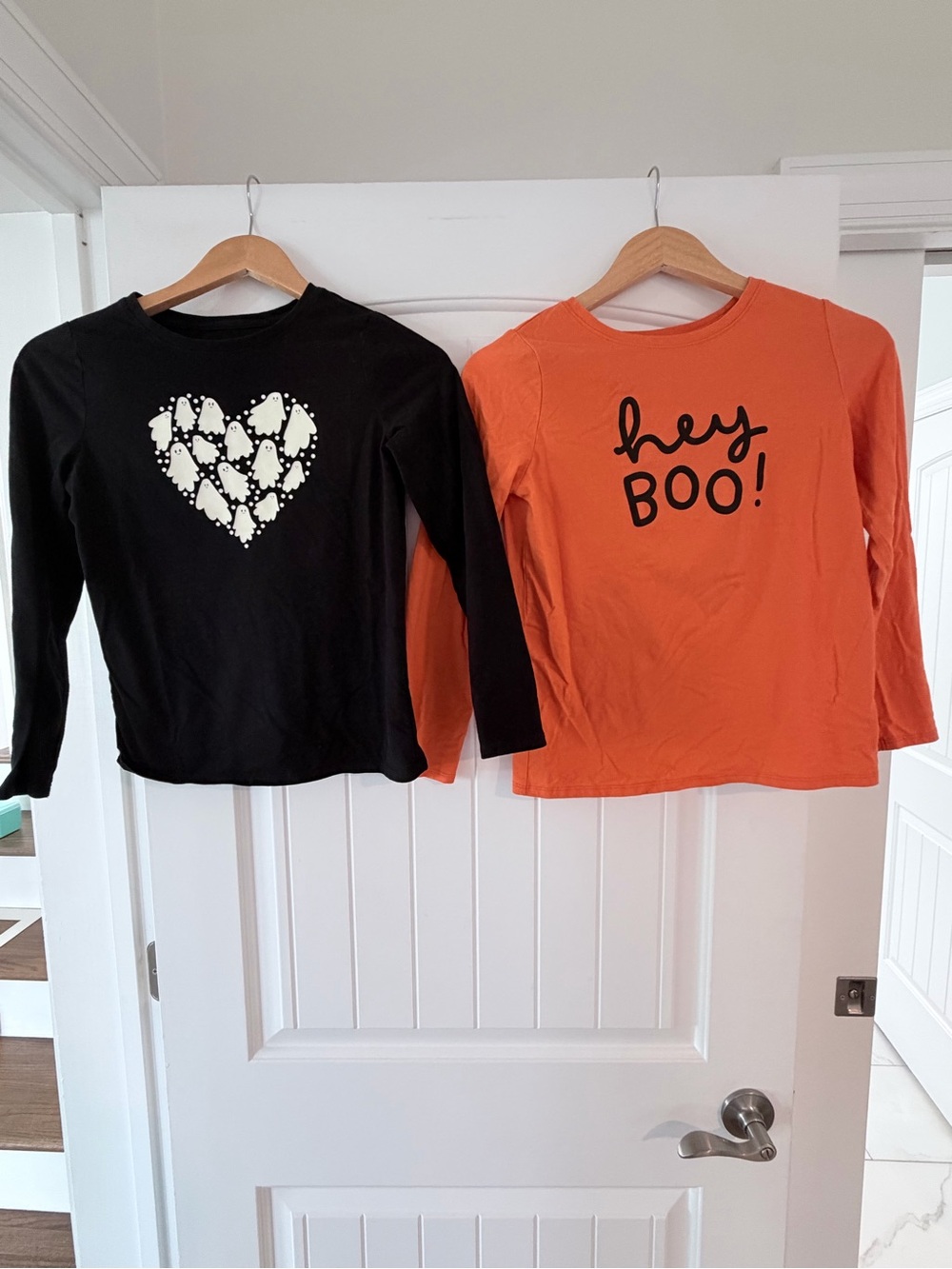 Cat & Jack Bundle Black and Orange Halloween Long-Sleeve Tees 10/12 Lg girls